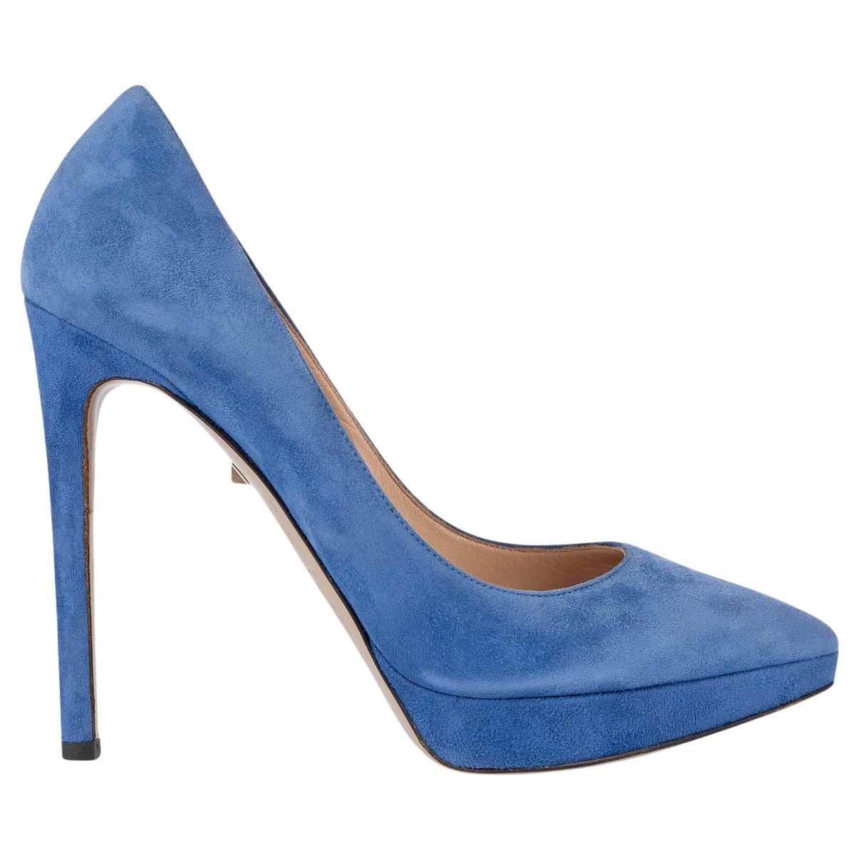 VALENTINO sky blue suede Platform Pumps Shoes 37 For Sale