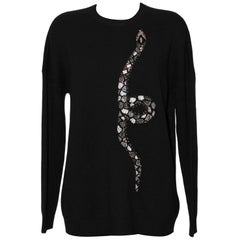 Valentino Snake Re-edition Bestickter schwarzer Kaschmirpullover Limitierte Auflage