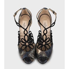 Valentino Snakeskin Print Lambskin Leather Stiletto Heels - Size 37
