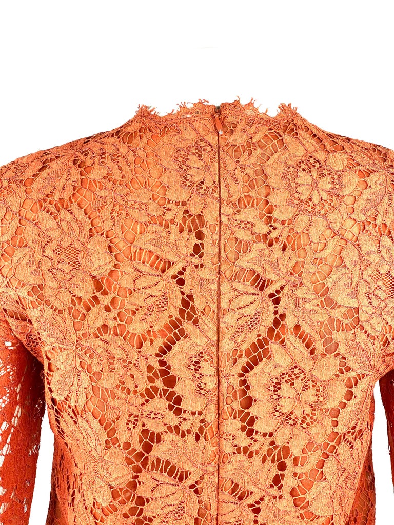VALENTINO Spa Orange Floral Lace Long Sleeves Mini Dress Size 6 VALENTINO Spa Orange Floral Lace Long Sleeves Mini Dress Size 6