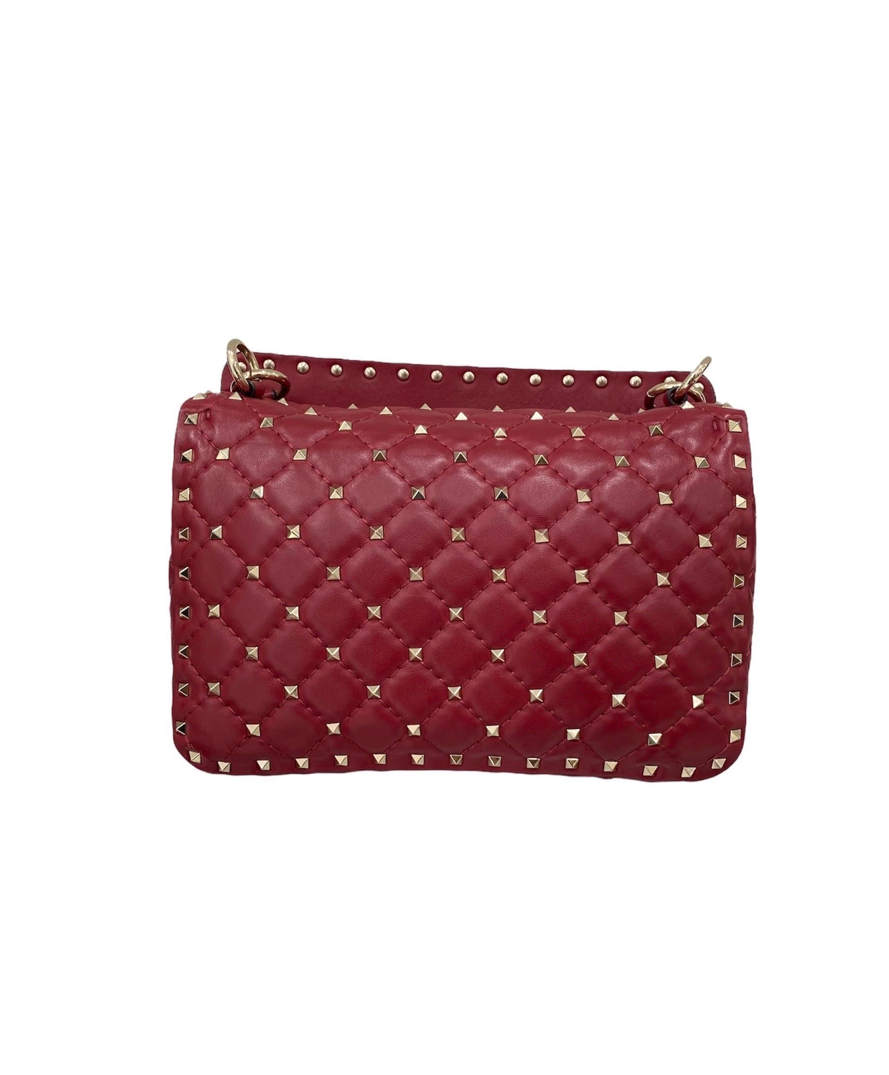 Brown Valentino Spike Red Shoulder Bag