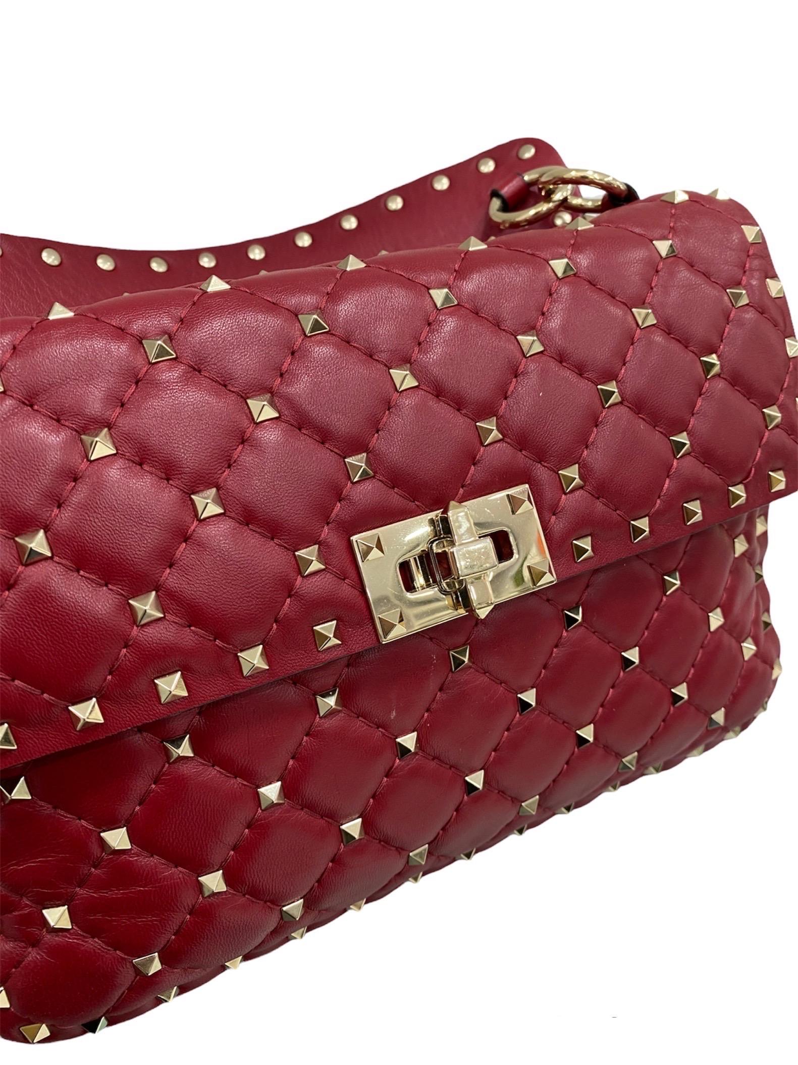 Women's Valentino Spike Red Shoulder Bag