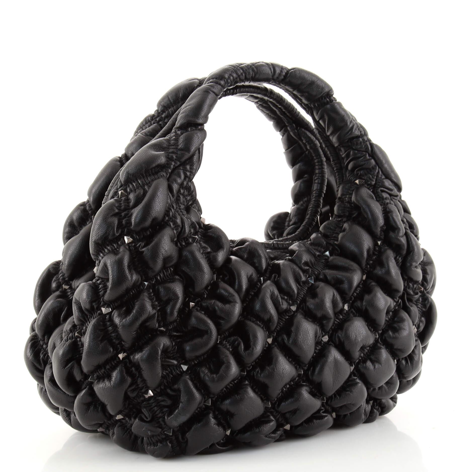 Black Valentino SpikeMe Hobo Quilted Leather Small