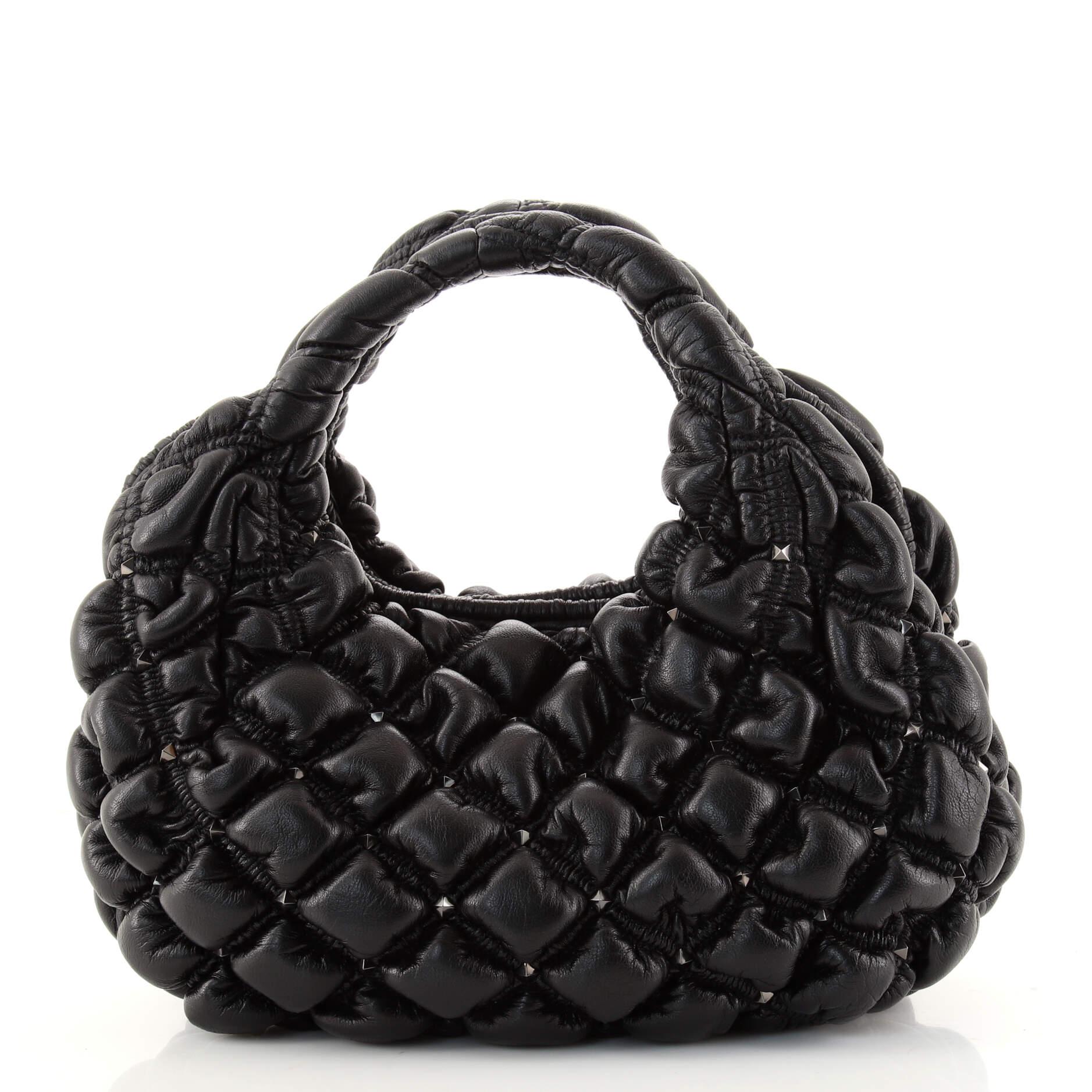 Valentino SpikeMe Hobo Quilted Leather Small In Good Condition In NY, NY