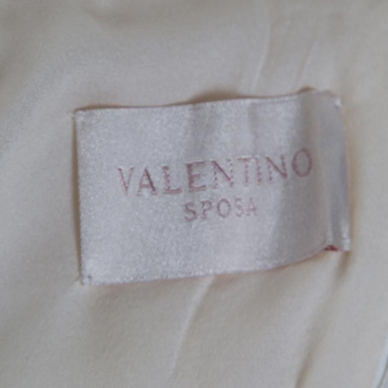 Valentino Sposa Cream Floral Beaded Lace Hesperides Sheath Wedding Gown M In Excellent Condition In Dubai, Al Qouz 2