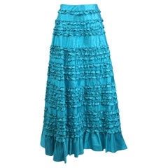 Valentino Spring 2002 Look 44 Long ruffle skirt turquoise