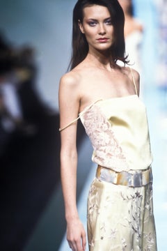 Valentino Spring Summer 2000 green silk lace appliqués top