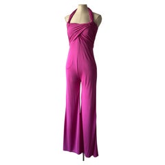 Valentino Spring Summer 2004 fuchsia pink silk jumpsuit