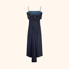 Valentino Square Neckline Black Silk Blend Evening Gown