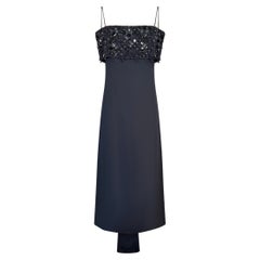 Valentino Square Neckline Black Silk Blend Evening Gown