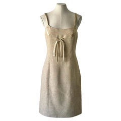 Valentino Spring Summer 1996 runway beige silk mini dress
