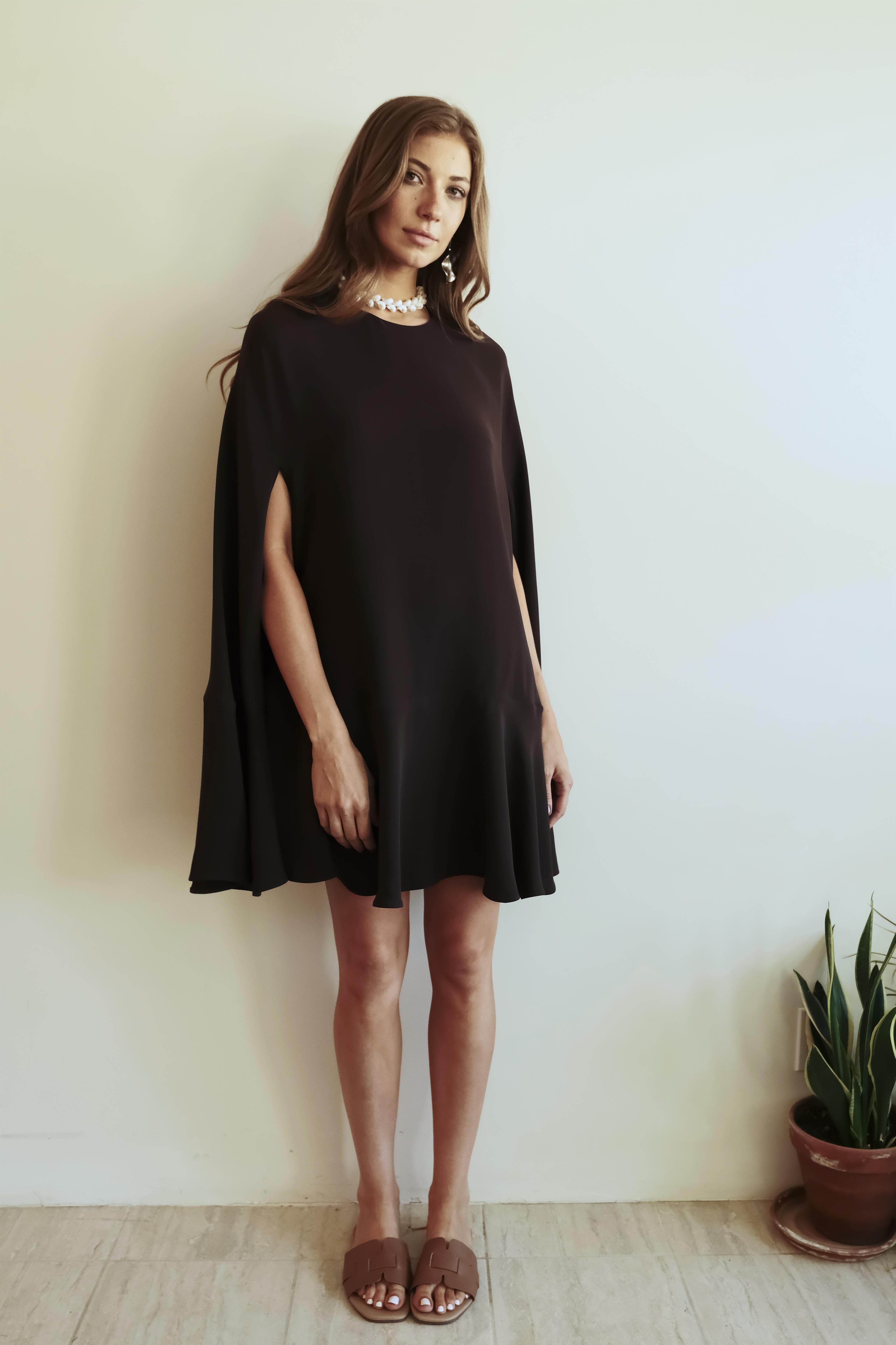 Valentino SS21 Brown Cape Mini Dress 1
