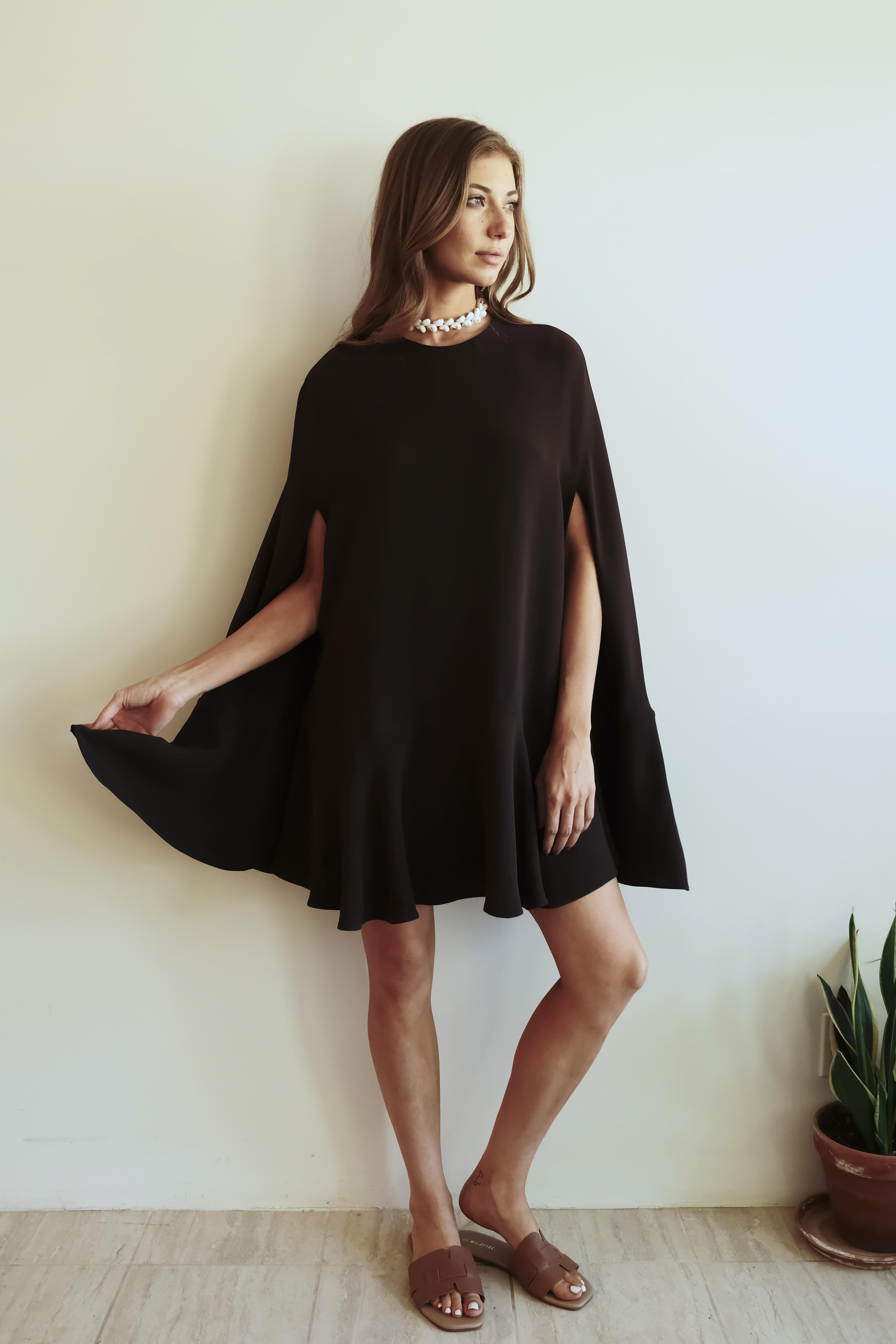 Valentino SS21 Brown Cape Mini Dress 2