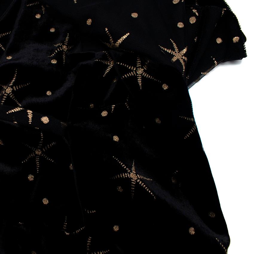 Valentino Star Embroidered Velvet Flare Midi Dress For Sale 2