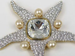 Valentino Starfish Brooch Crystal Pearl New Old Stock 1990s