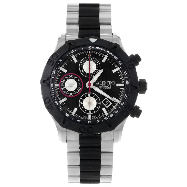 Valentino Rubber Bezel Chrono Black Steel Automatic Men's Watch  V40LCA9R909-S09R For Sale at 1stDibs | valentino automatic watch