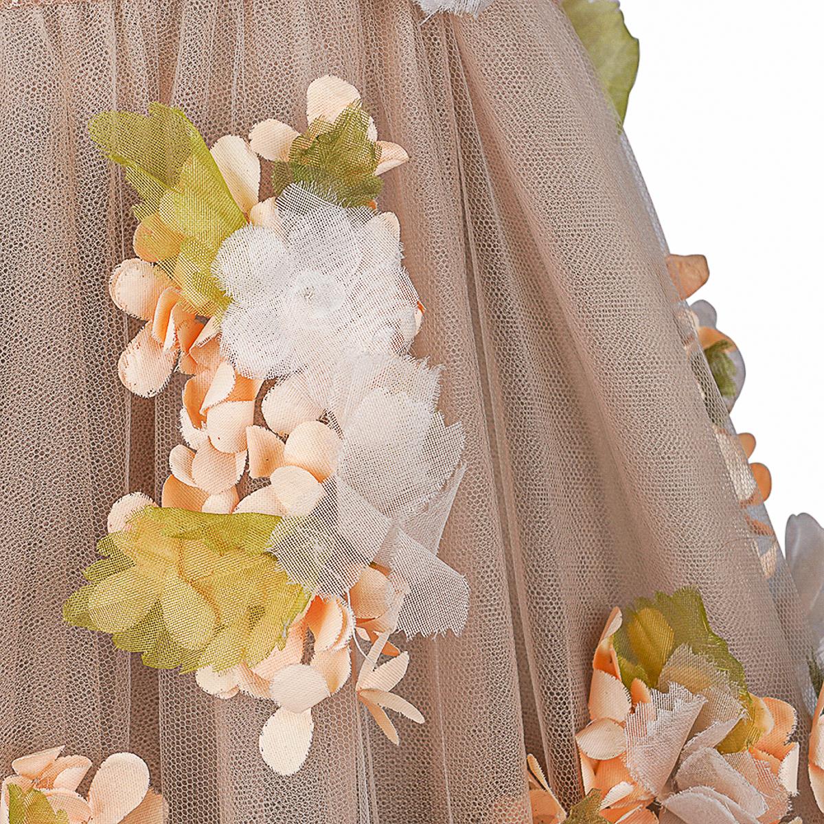 Valentino Trägerloses Empire-Kleid in Nude mit Blumenschmuck 1 von 2 Größe 0 5