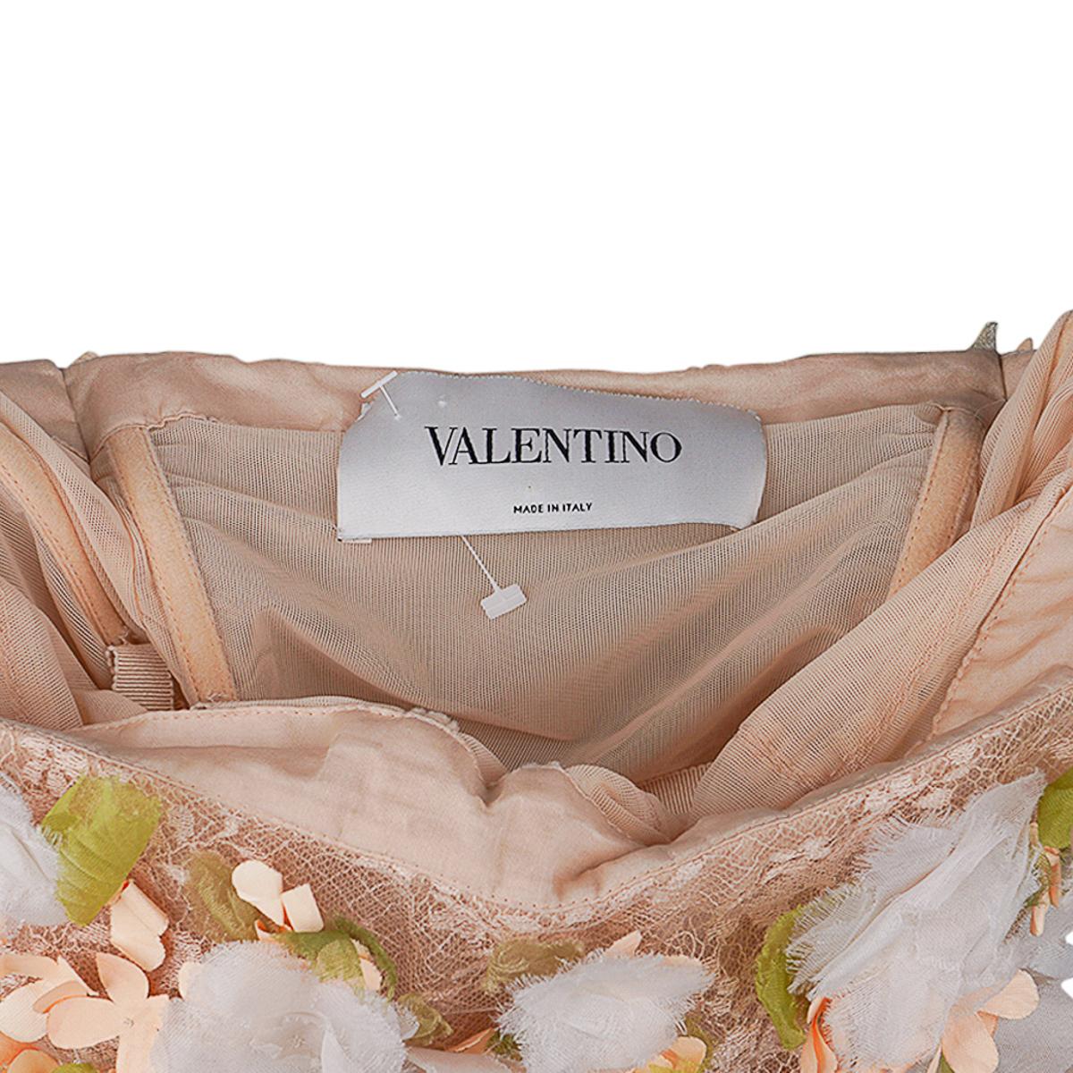 Valentino Trägerloses Empire-Kleid in Nude mit Blumenschmuck 1 von 2 Größe 0 13
