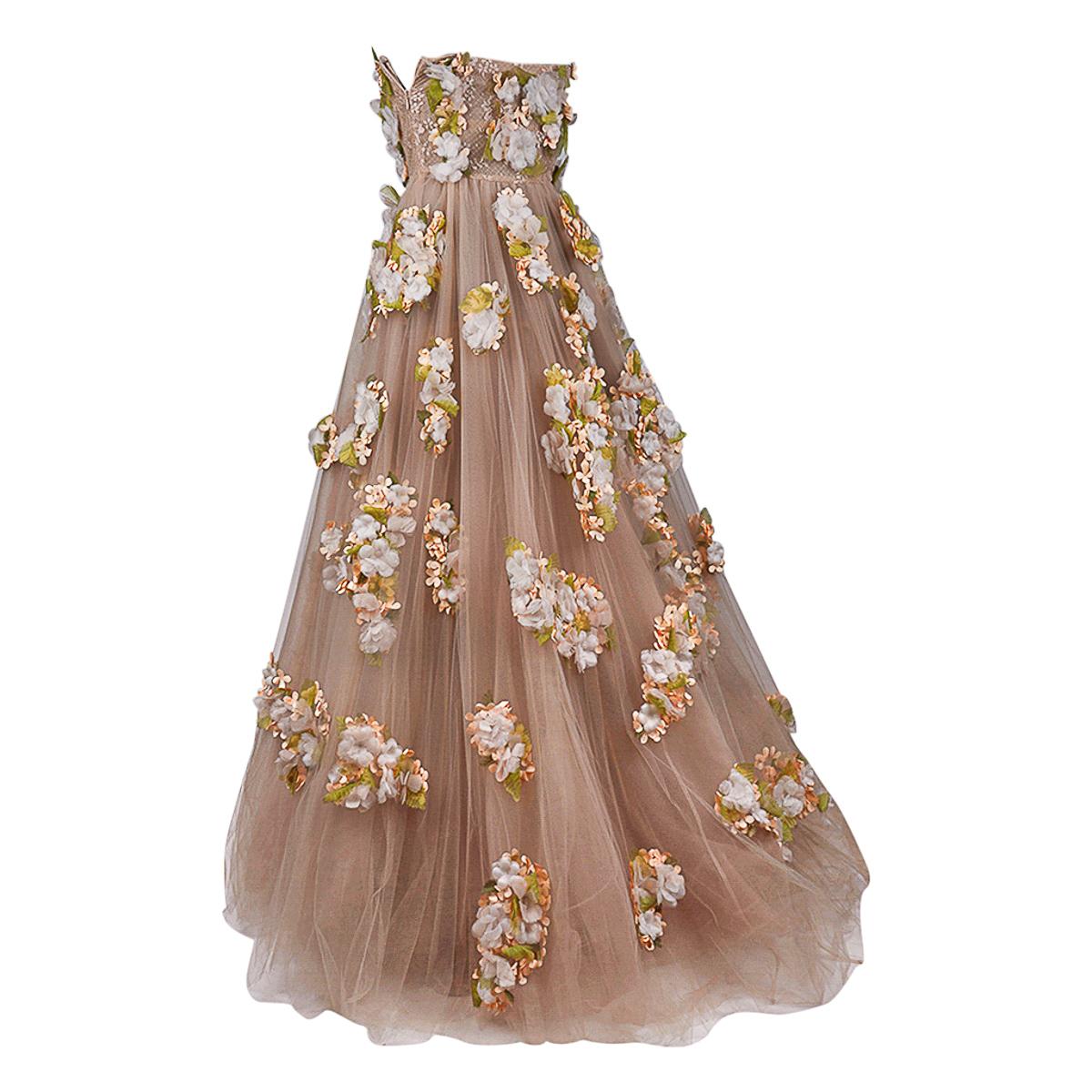 Valentino Strapless Empire Nude Flower Adorned Gown 1 of 2 Size 0 15