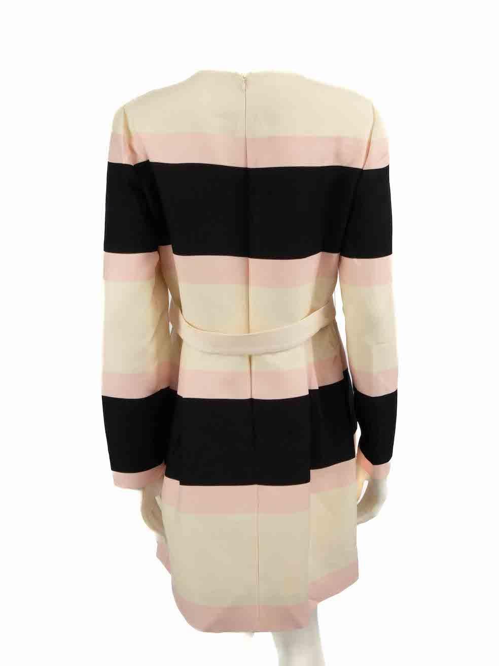 Valentino Striped Wool Bow Belt Mini Dress Size XL In Good Condition For Sale In London, GB