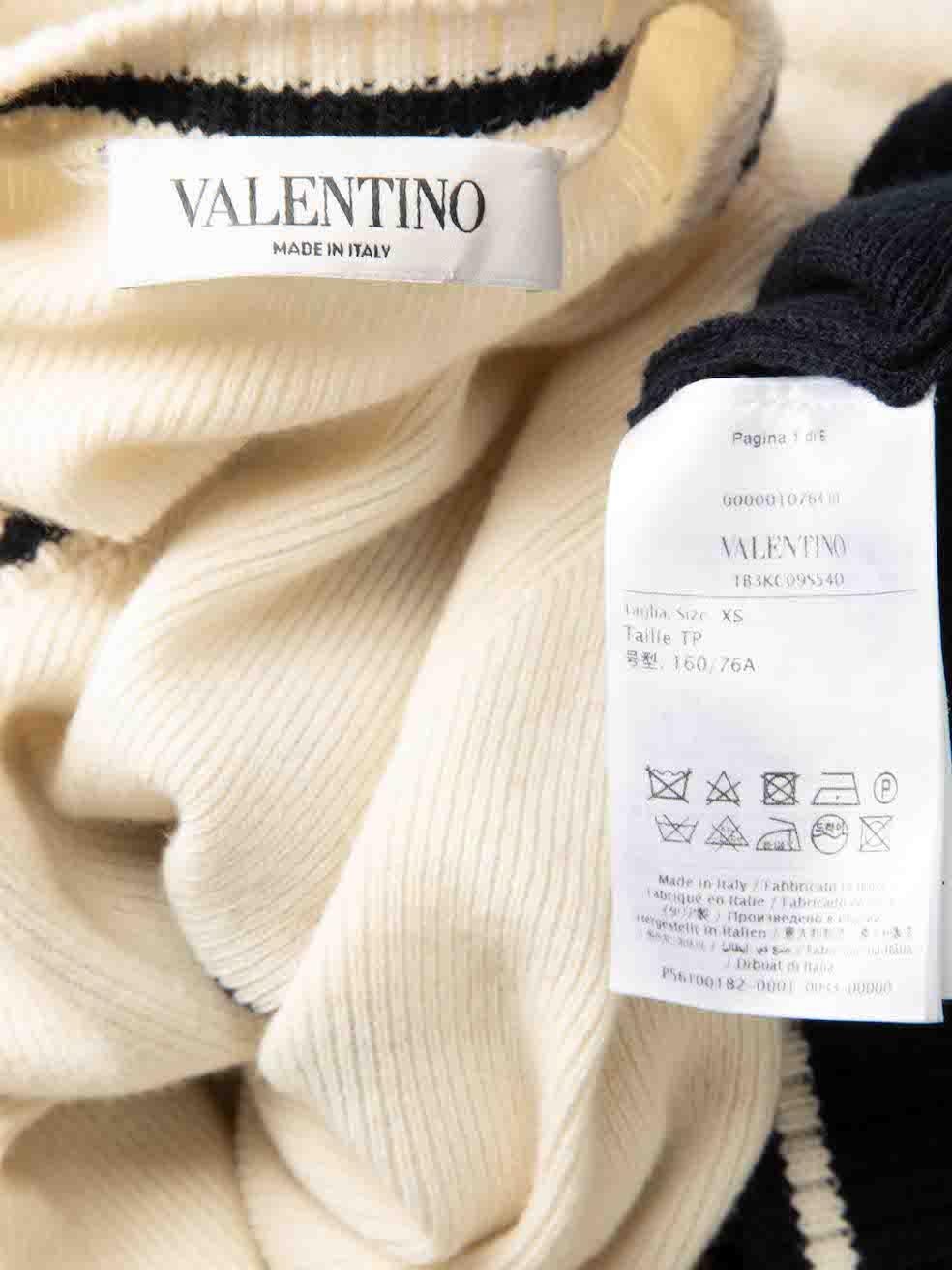 Valentino Striped Wool Knit V-Neck Logo Jumper Size XS 1