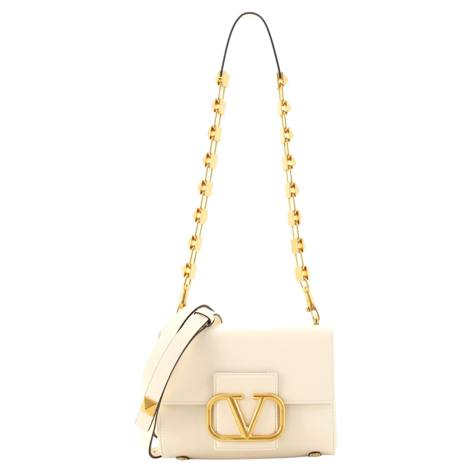 Valentino Stud Sign Shoulder Bag Leather Small