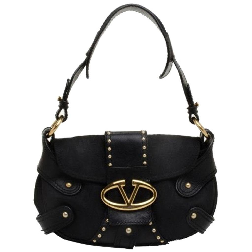 Vintage Valentino Garavani dark brown leather hobo bucket shoulder bag