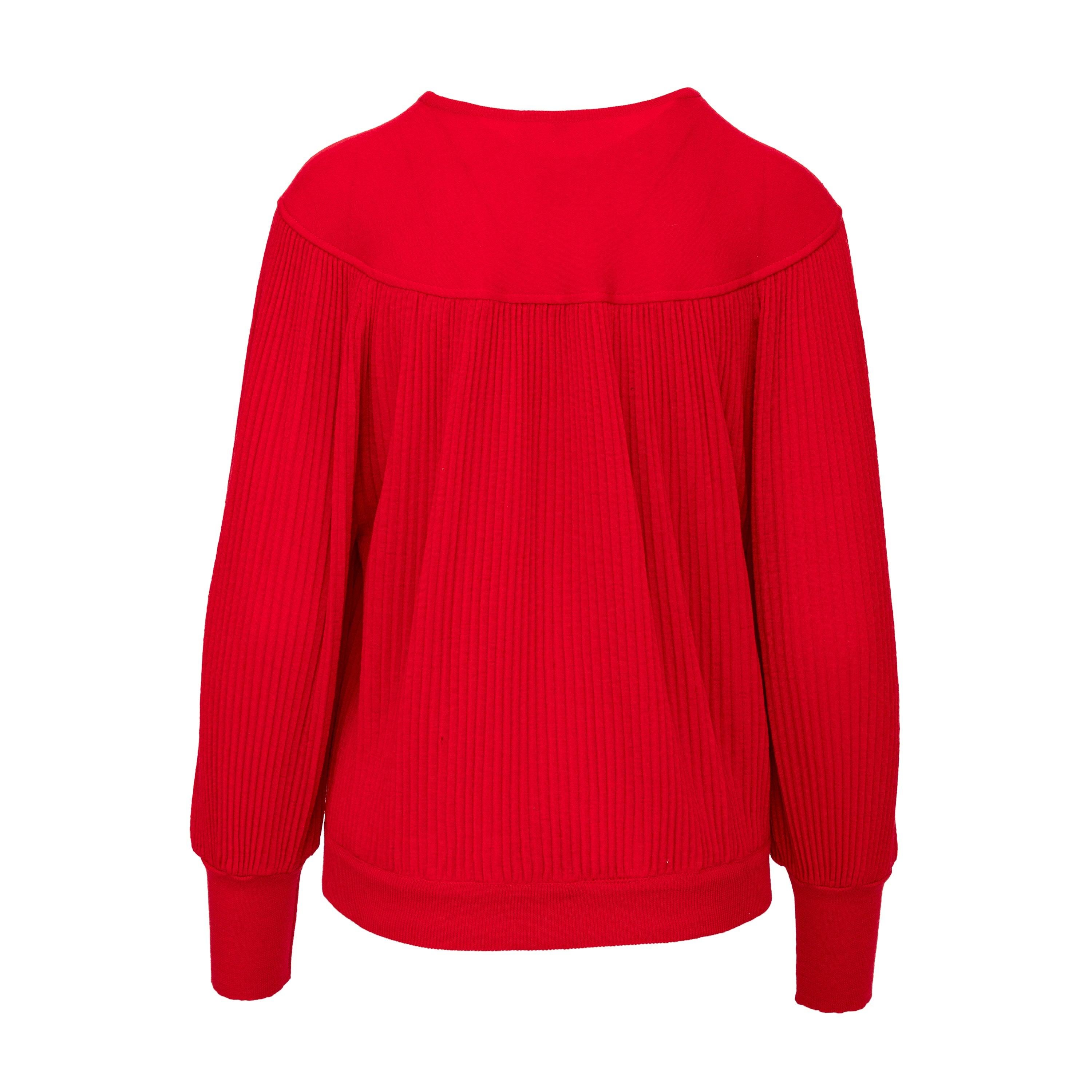Rosso Top in maglia a pieghe di Valentino Studio A - Anni '80 in vendita