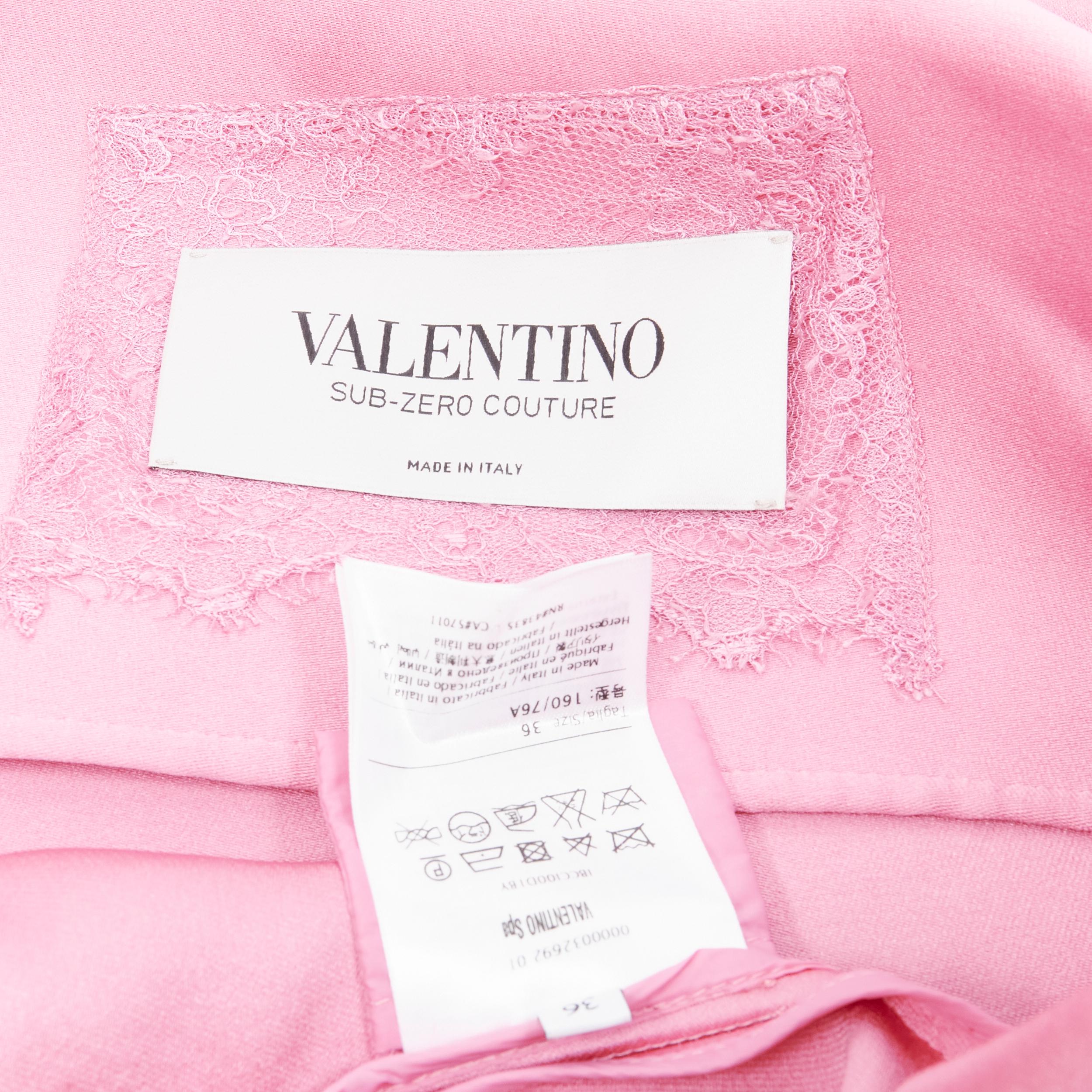 VALENTINO Sub Zero Couture pink polyester silk flared hem bomber jacket IT36 XS For Sale 4