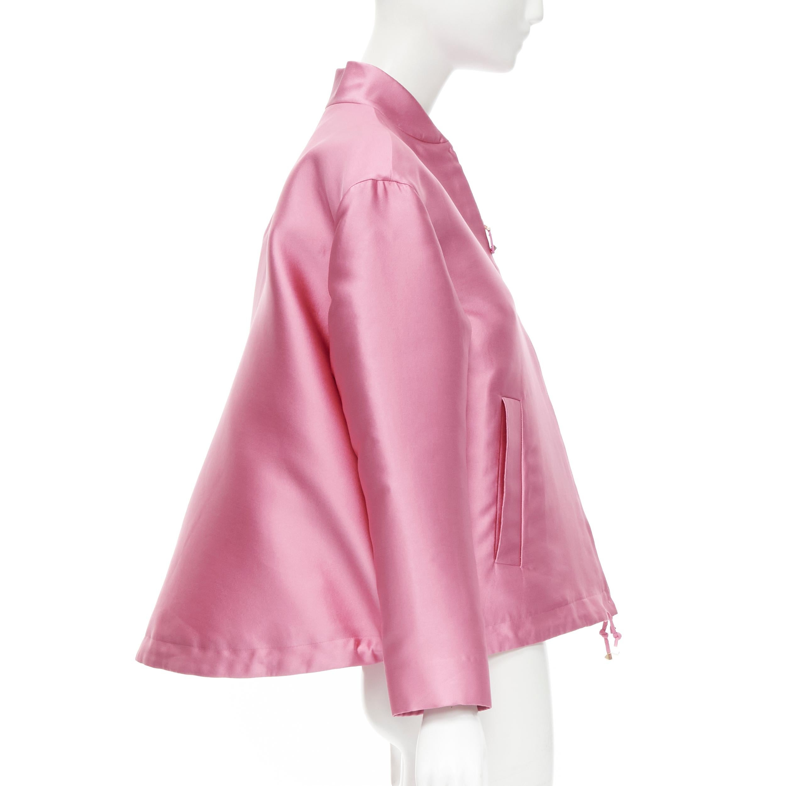 VALENTINO Sub Zero Couture - Blouson bombardier à ourlet évasé en polyester rose IT36 XS Pour femmes en vente