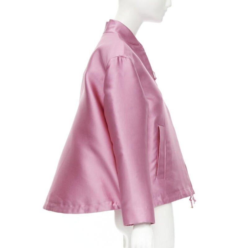Women's VALENTINO Sub Zero Couture pink polyester silk flared hem bomber jacket IT36 XS For Sale