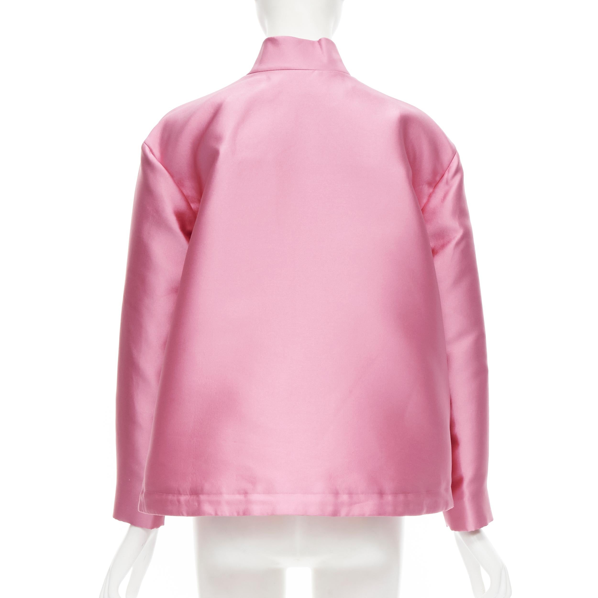 VALENTINO Sub Zero Couture - Blouson bombardier à ourlet évasé en polyester rose IT36 XS en vente 1