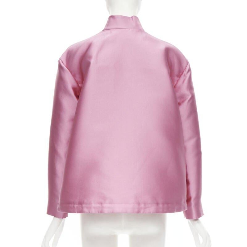 VALENTINO Sub Zero Couture pink polyester silk flared hem bomber jacket IT36 XS For Sale 1