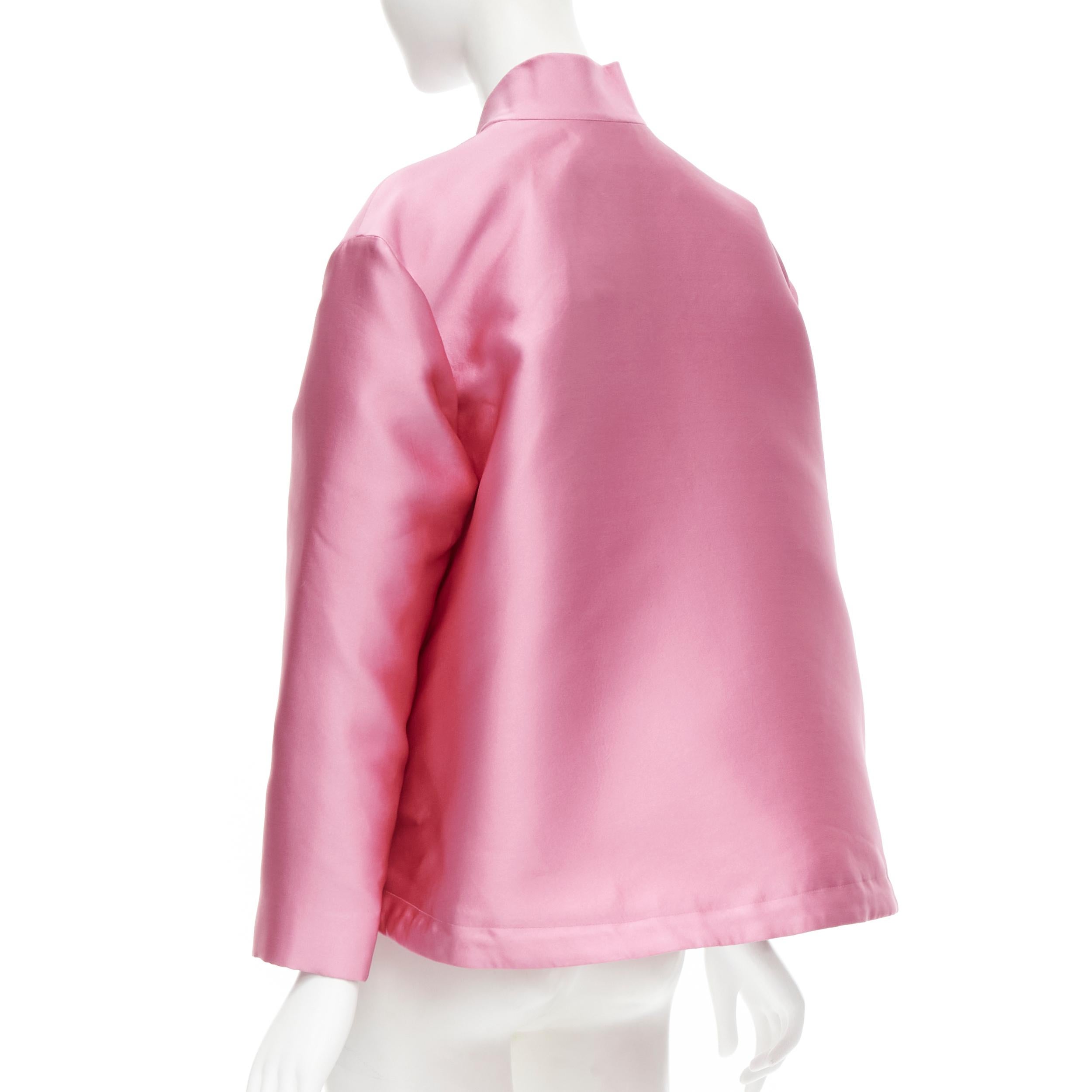 Pink VALENTINO Sub Zero Couture pink polyester silk flared hem bomber jacket IT36 XS For Sale
