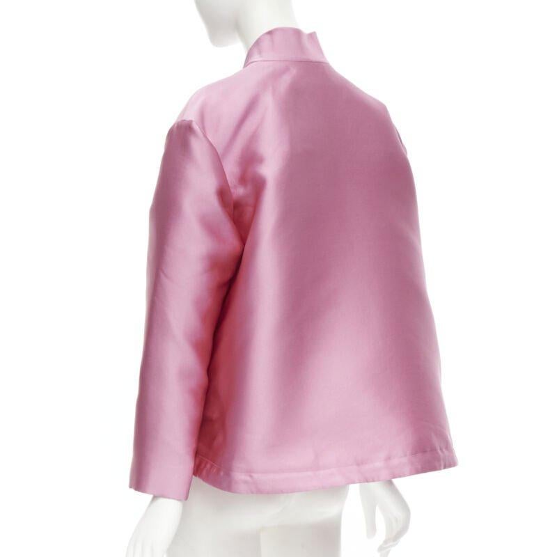 VALENTINO Sub Zero Couture pink polyester silk flared hem bomber jacket IT36 XS For Sale 2