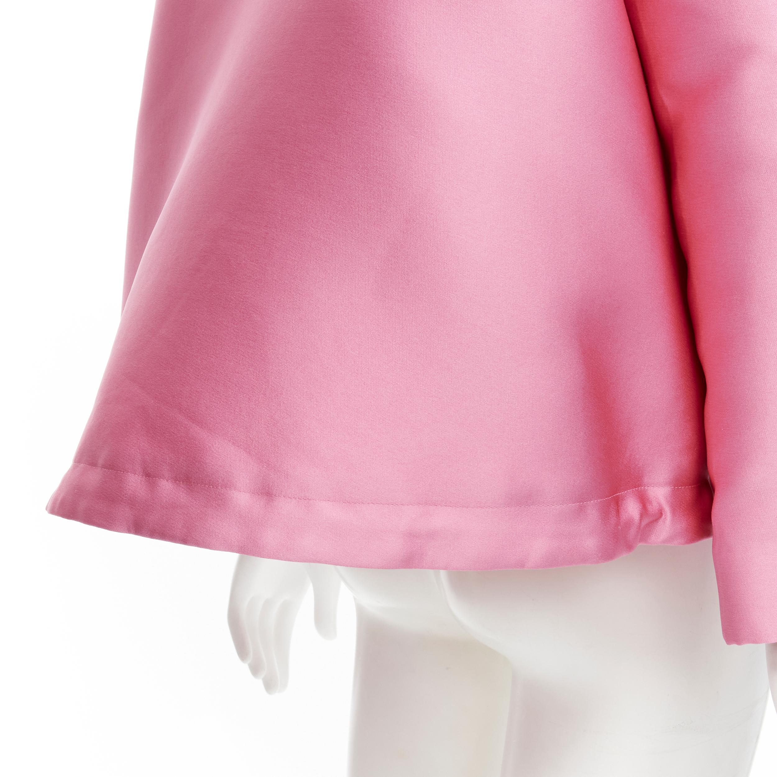 VALENTINO Sub Zero Couture pink polyester silk flared hem bomber jacket IT36 XS For Sale 2