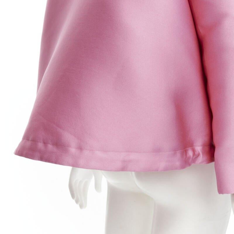 VALENTINO Sub Zero Couture pink polyester silk flared hem bomber jacket IT36 XS For Sale 5