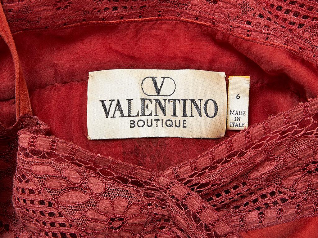 Pink Valentino Suede and Lace Slip Dress