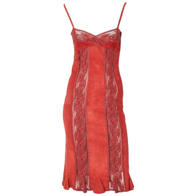 Valentino Suede and Lace Slip Dress at 1stDibs | suede slip dress ...