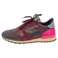 Valentino Suede, Camouflage Leather and Canvas Rockrunner Sneakers Size 40