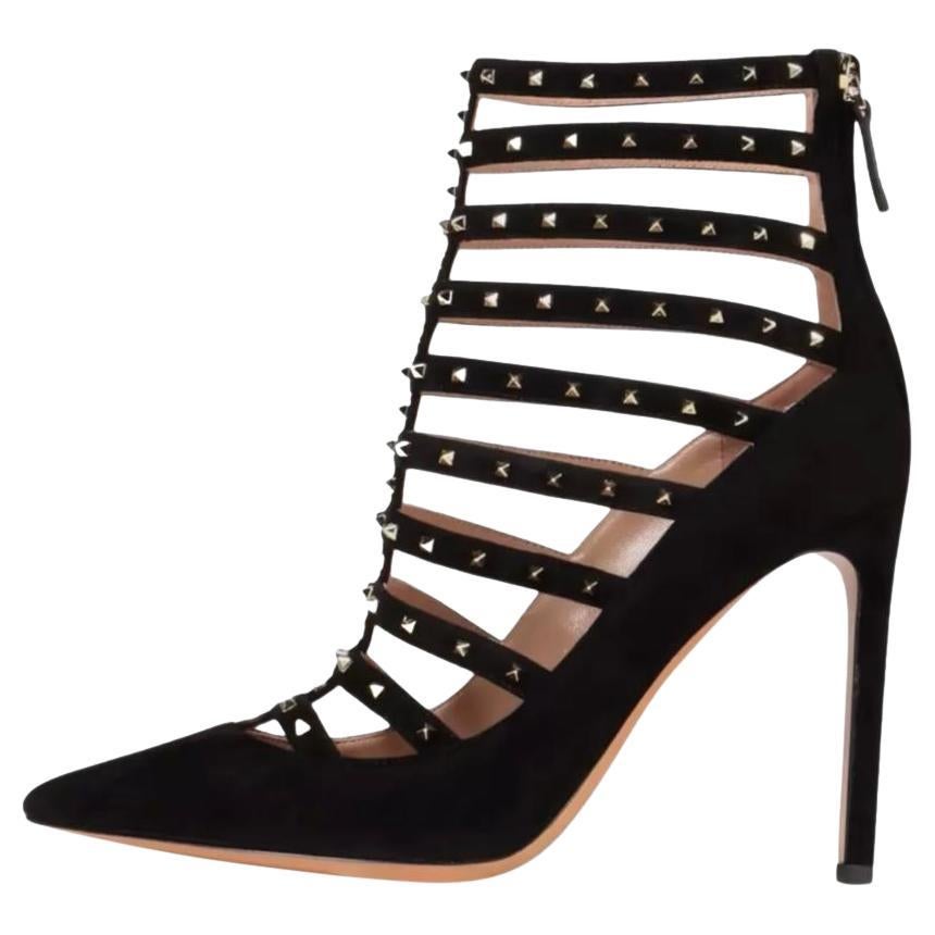 Valentino Suede Rockstud Heeled Boots For Sale