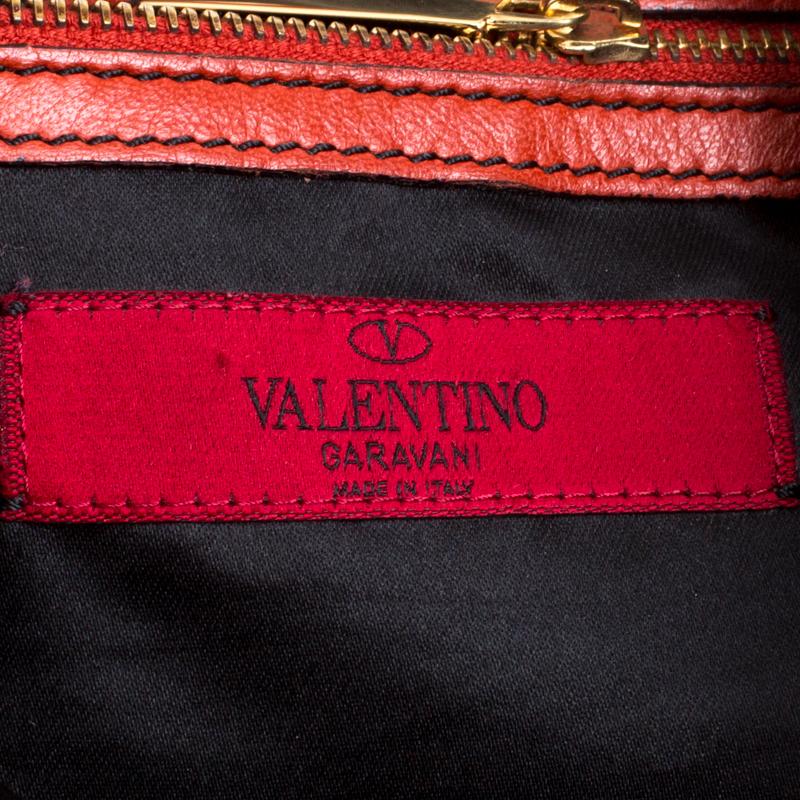 Red Valentino Sunset Orange Nappa Leather Folie Bow Hobo