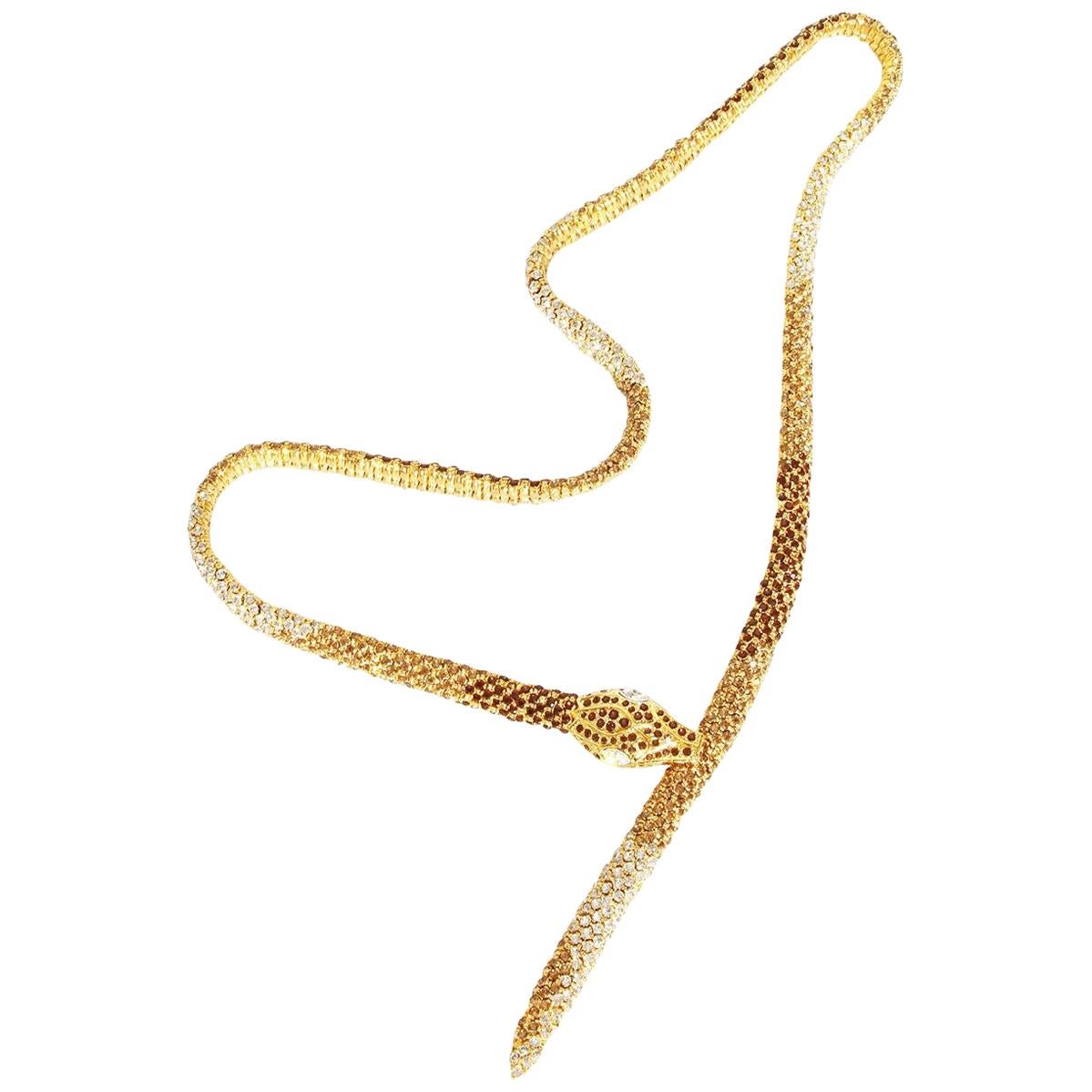 Valentino Swarovski Crystal Link “Snake” necklace C. 1970s