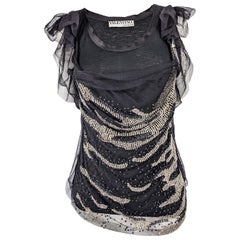 Valentino T Shirt Couture Beaded Embellished Mesh Top