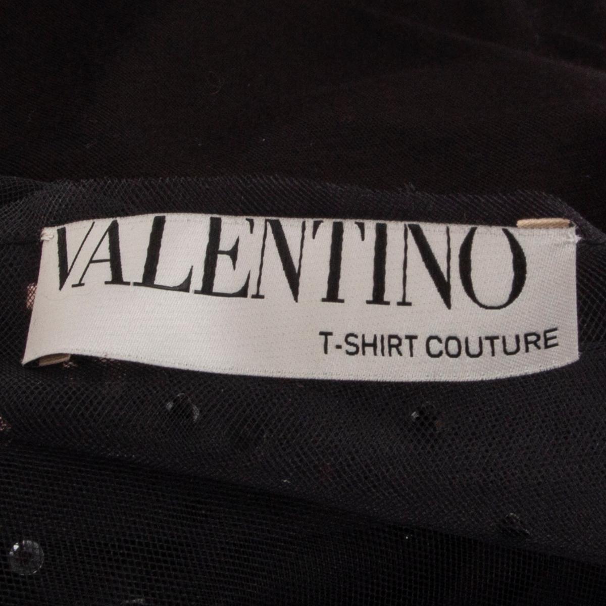 VALENTINO T-SHIRT COUTURE schwarzes VERZIERTES MESH-Hemd aus Viskose 8 M Damen im Angebot