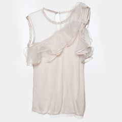 Valentino T-Shirt Couture Pale Pink Jersey & Mesh Ruffled Top L