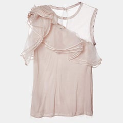 Valentino T-Shirt Couture Pale Pink Jersey & Mesh Ruffled Top S