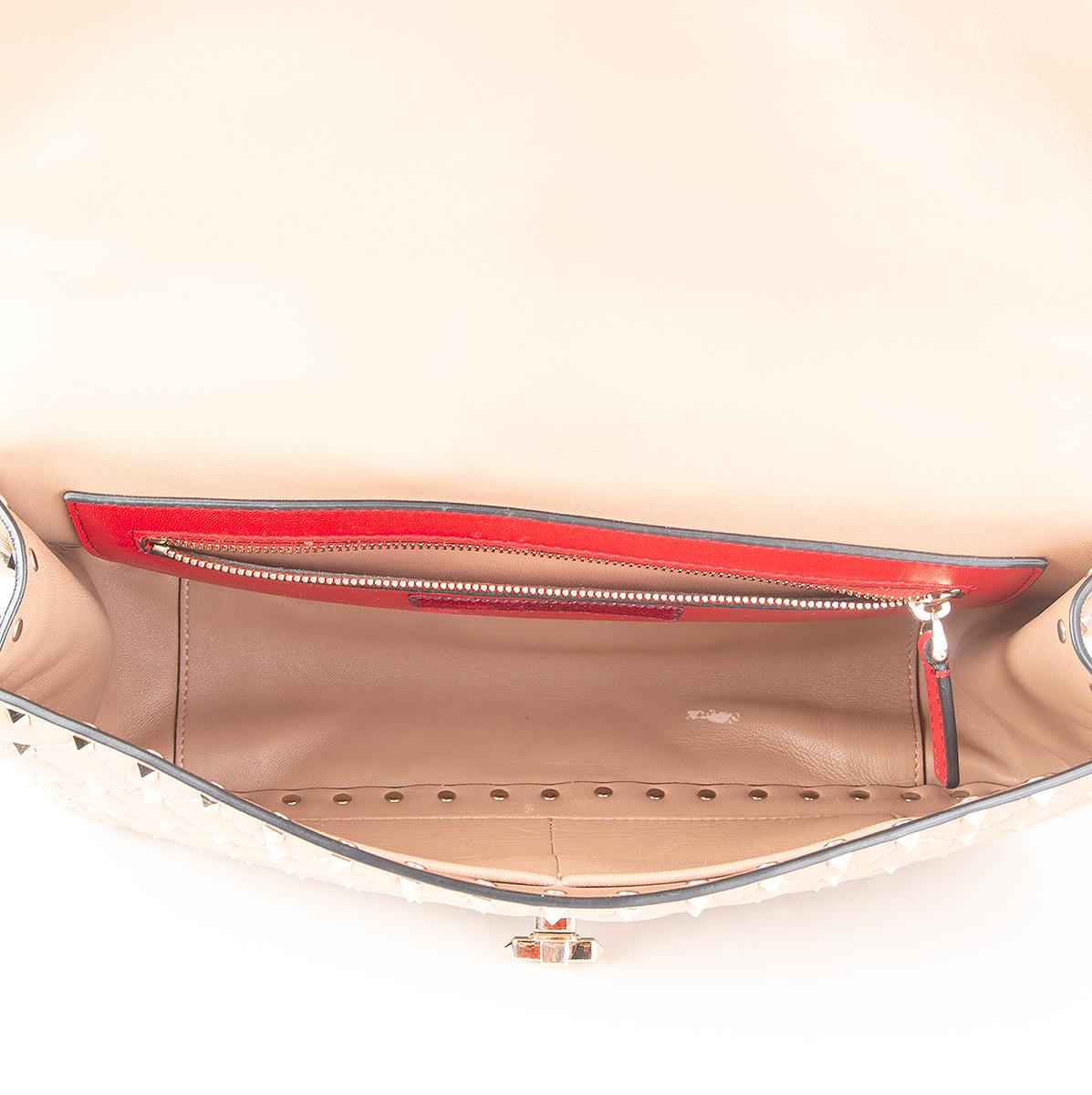 Women's VALENTINO tan brown quilted leather ROCKSTUD SPIKE MEDIUM Shoulder Bag
