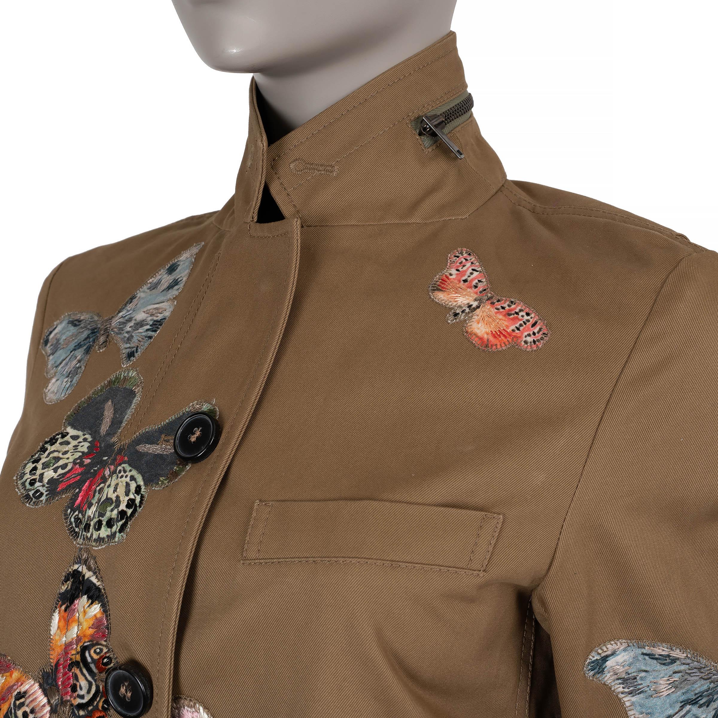 Donna Valentino in cotone abbronzato 2015 BUTTERFLY UTILITARIANA Giacca 42 M. in vendita