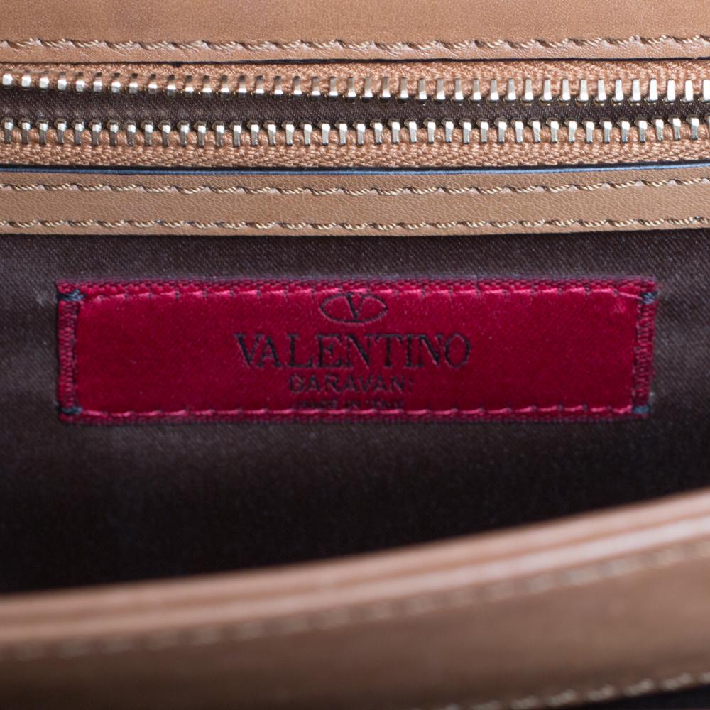 Valentino Tan Leather Flap Top Handle Bag 1